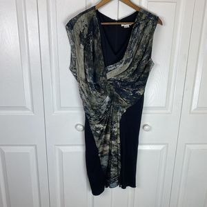 Helmut Lang 6 Silk Dress Raven Twist Wrap Front Sheath Pencil Mini Cocktail